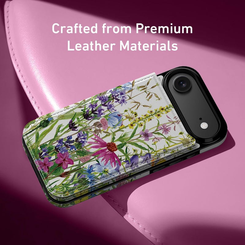 Goodon for iPhone Air Case Wallet - Flip Folio Leather Cover with Trendy Floral Design, 3 Card Slots & Kickstand Function, Stylish Protective Phone Case for iPhone 17 Air - Blooming Wildflowers - Image 4